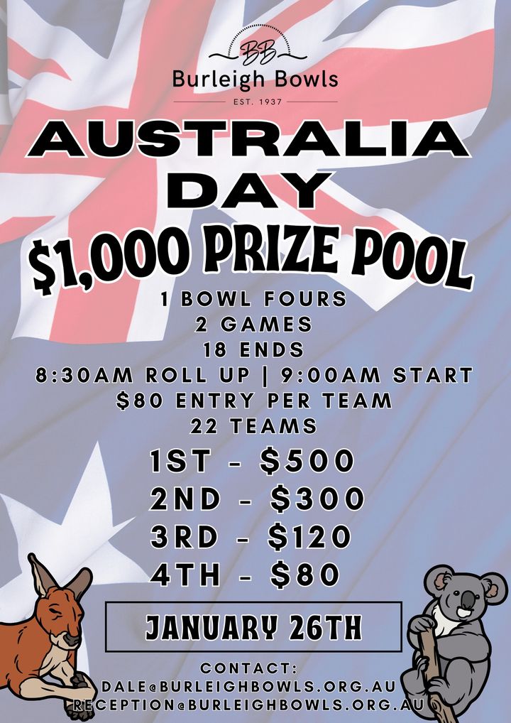 Featured image for “There’s a few spots left for the Australia Day bowls competition – give us a call on (07) 5535 1023 to secure a spot!”